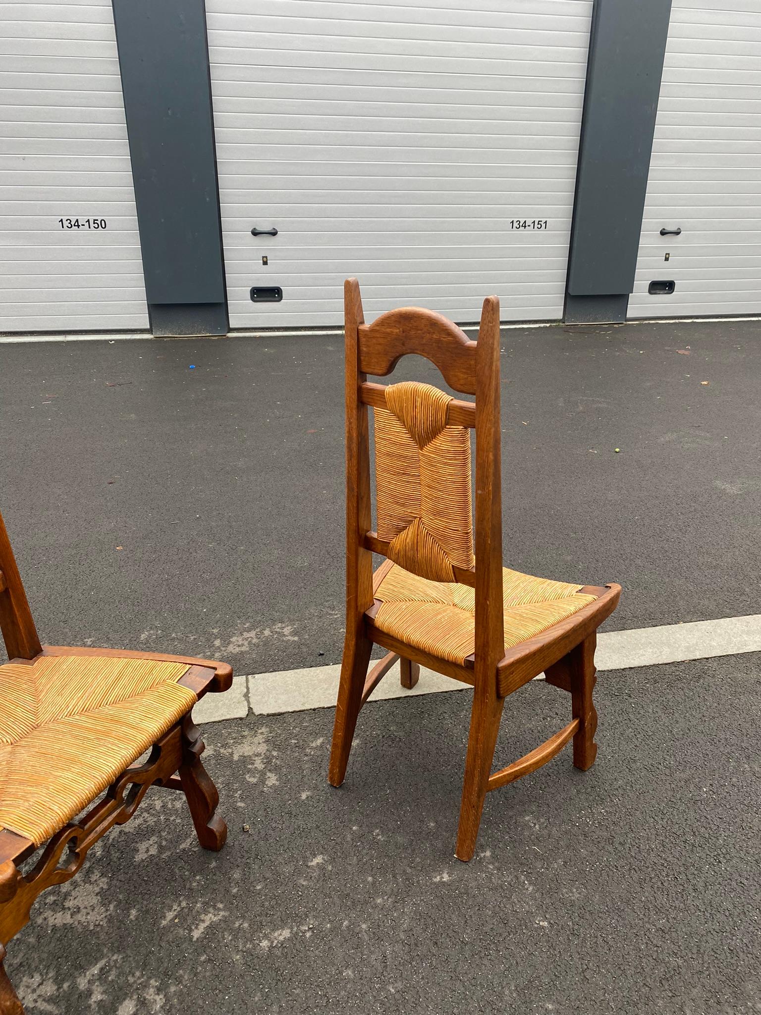 6 Oak Neo Rustic Chairs circa 1950/1960 For Sale 5