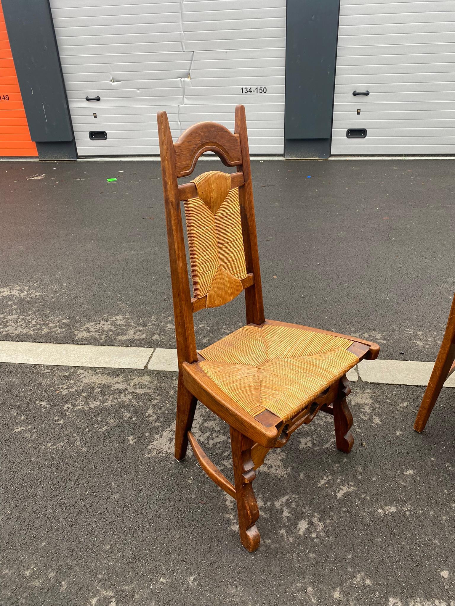 6 Oak Neo Rustic Chairs circa 1950/1960 For Sale 6