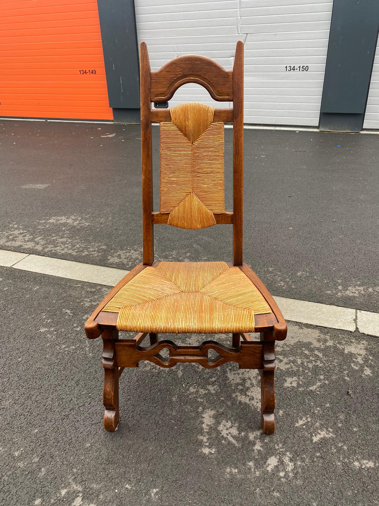 6 Oak Neo Rustic Chairs circa 1950/1960 For Sale 7