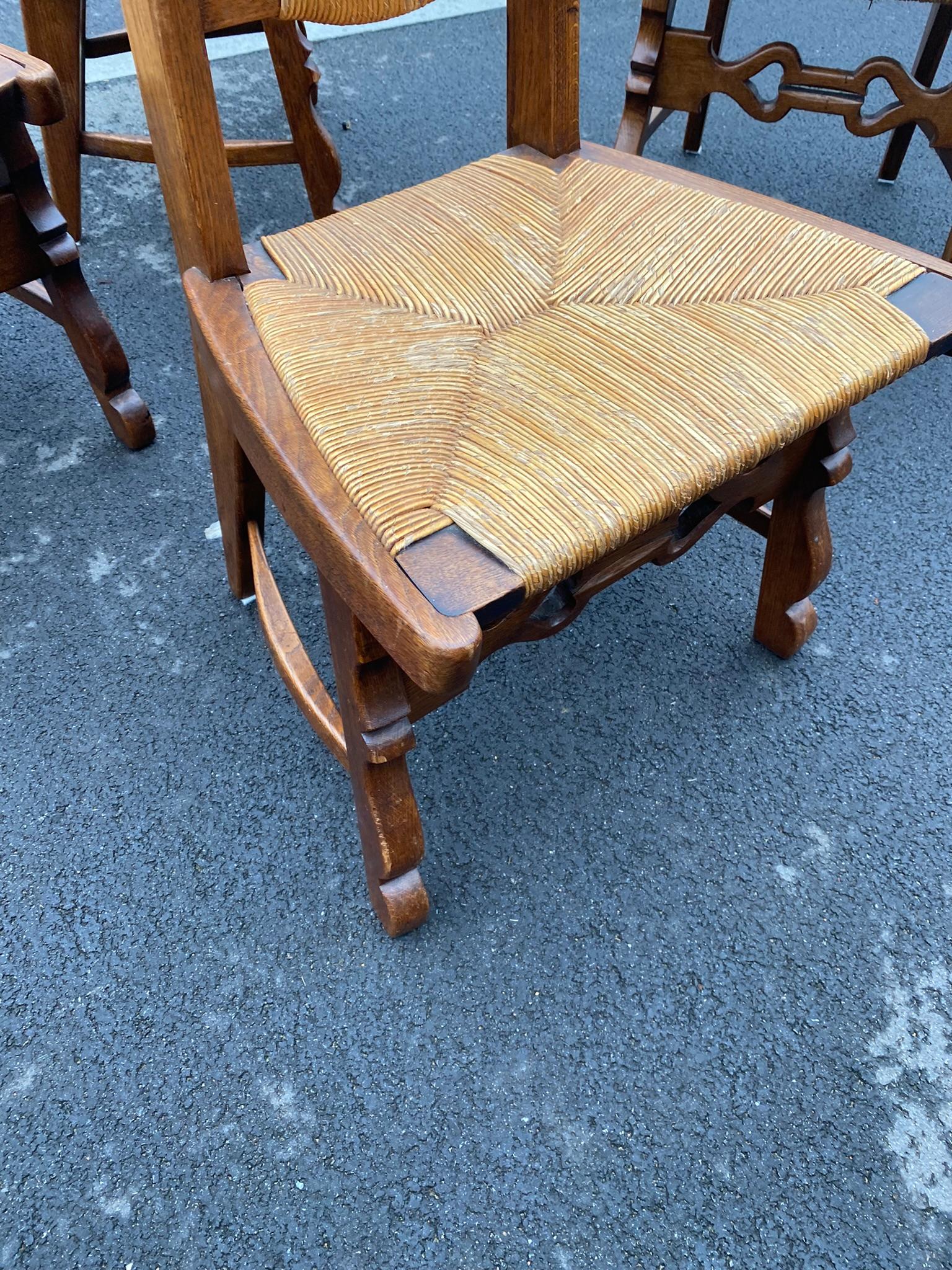 6 Oak Neo Rustic Chairs circa 1950/1960 In Good Condition For Sale In Saint-Ouen, FR