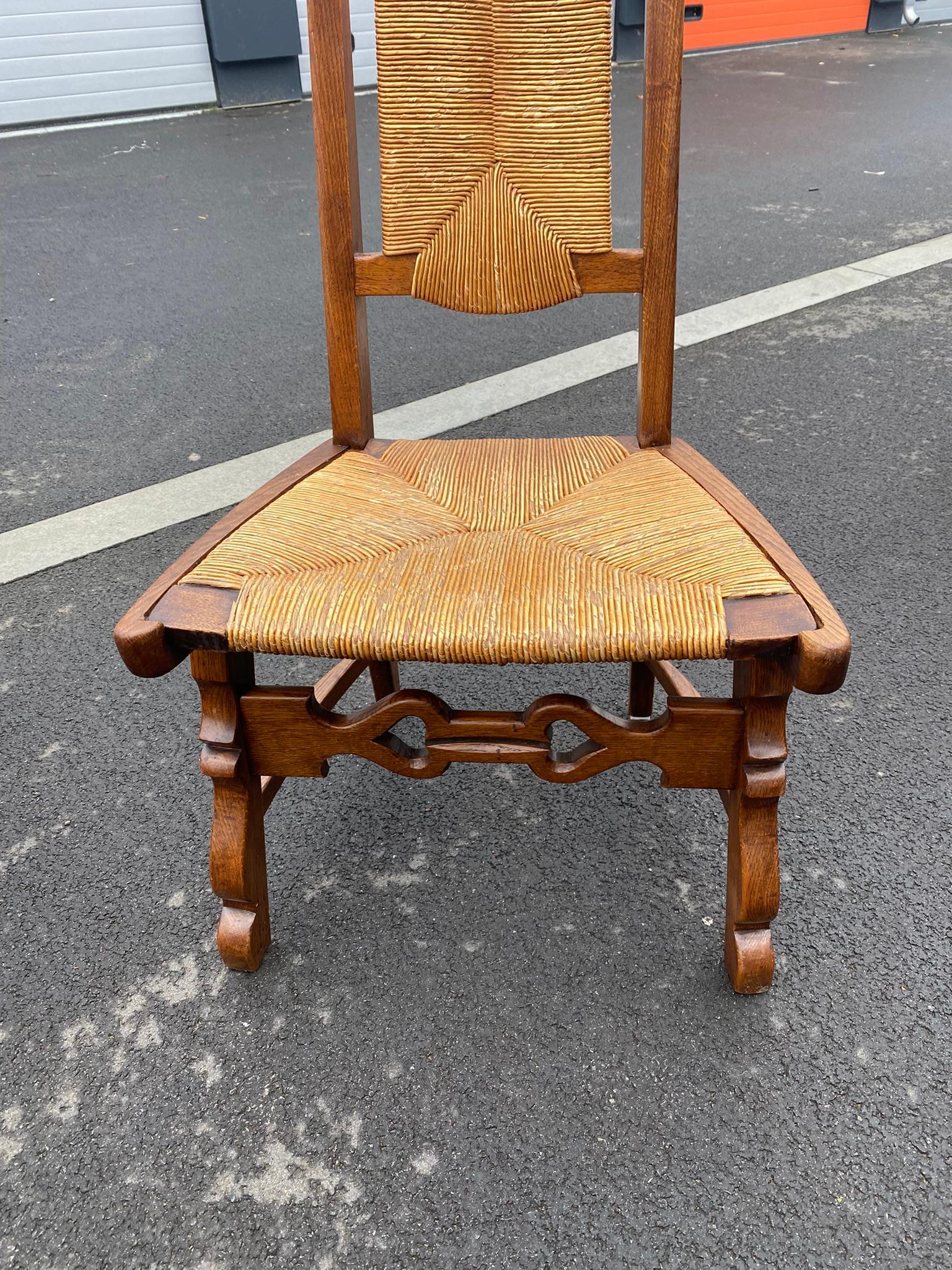 6 Oak Neo Rustic Chairs circa 1950/1960 For Sale 1