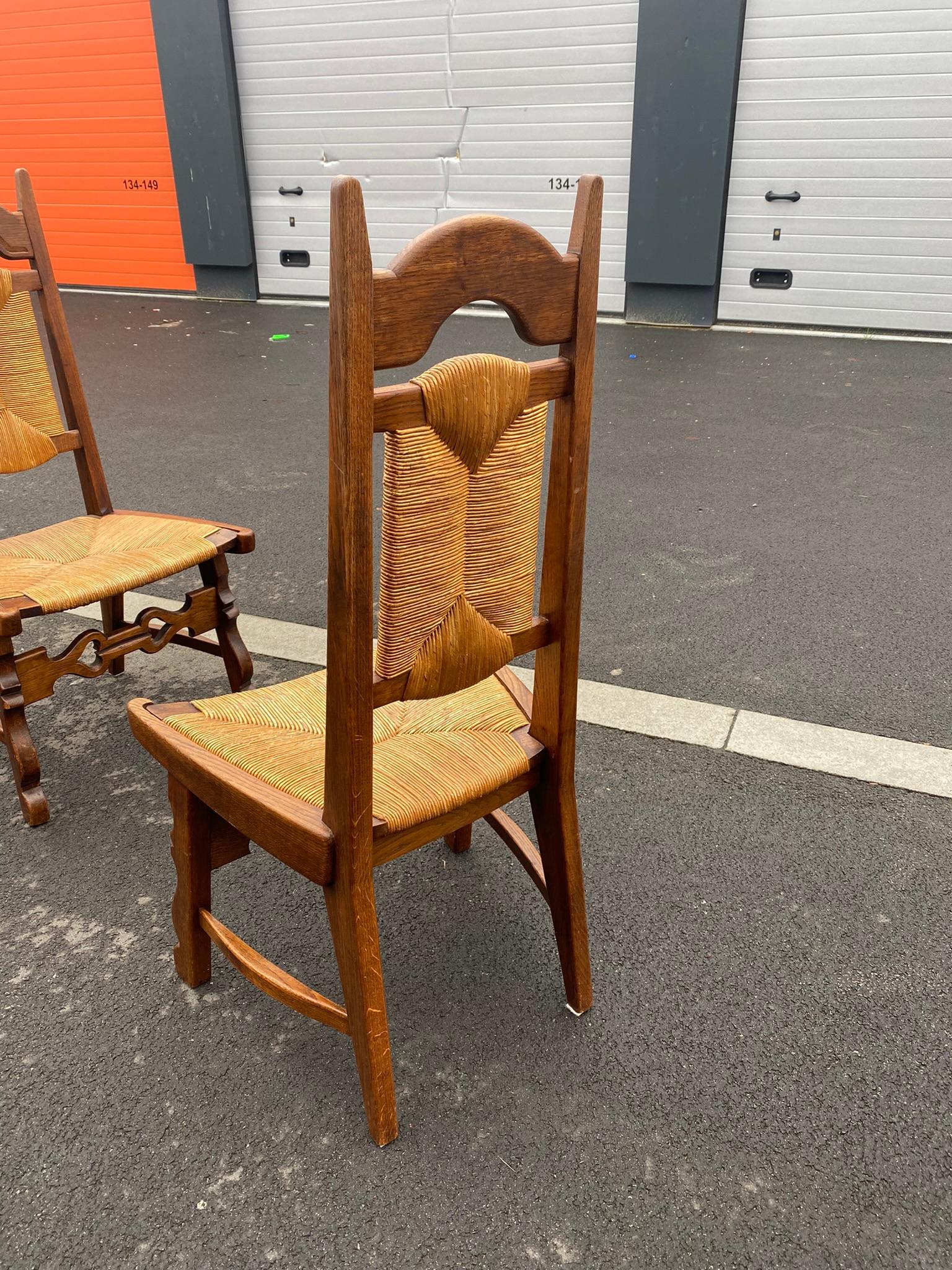 6 Oak Neo Rustic Chairs circa 1950/1960 For Sale 3