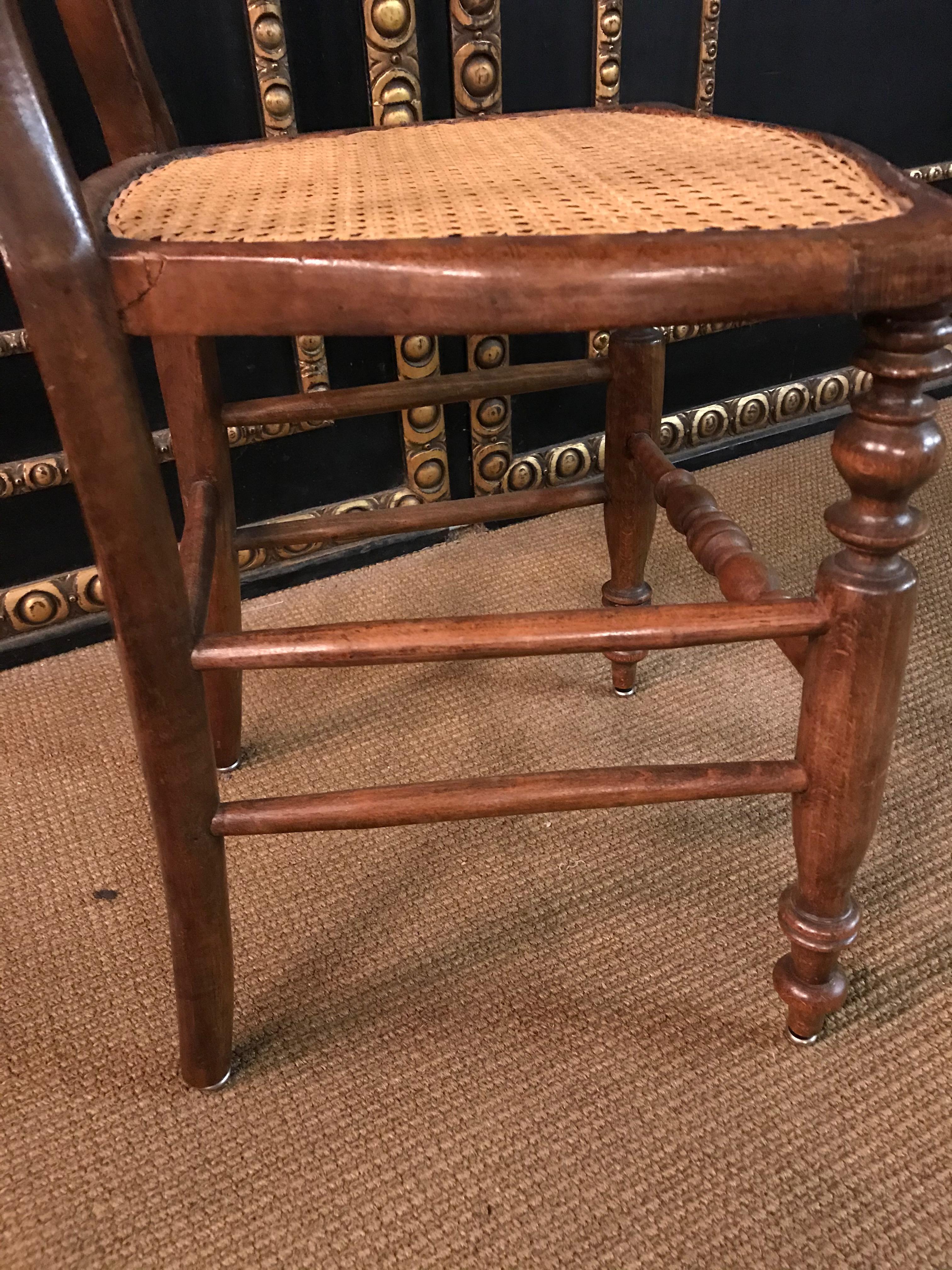 6 Original Biedermeier Chairs Caféhaus Seat Weave circa 1850-1860 Solid Mahogany For Sale 13