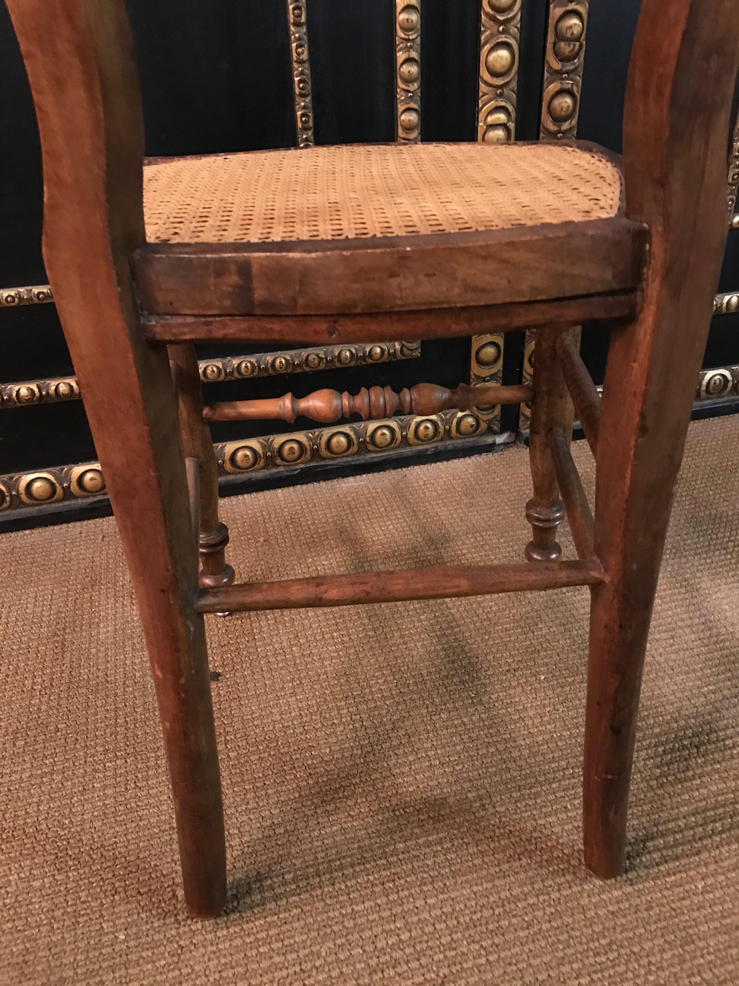 6 Original Biedermeier Chairs Caféhaus Seat Weave circa 1850-1860 Solid Mahogany For Sale 14