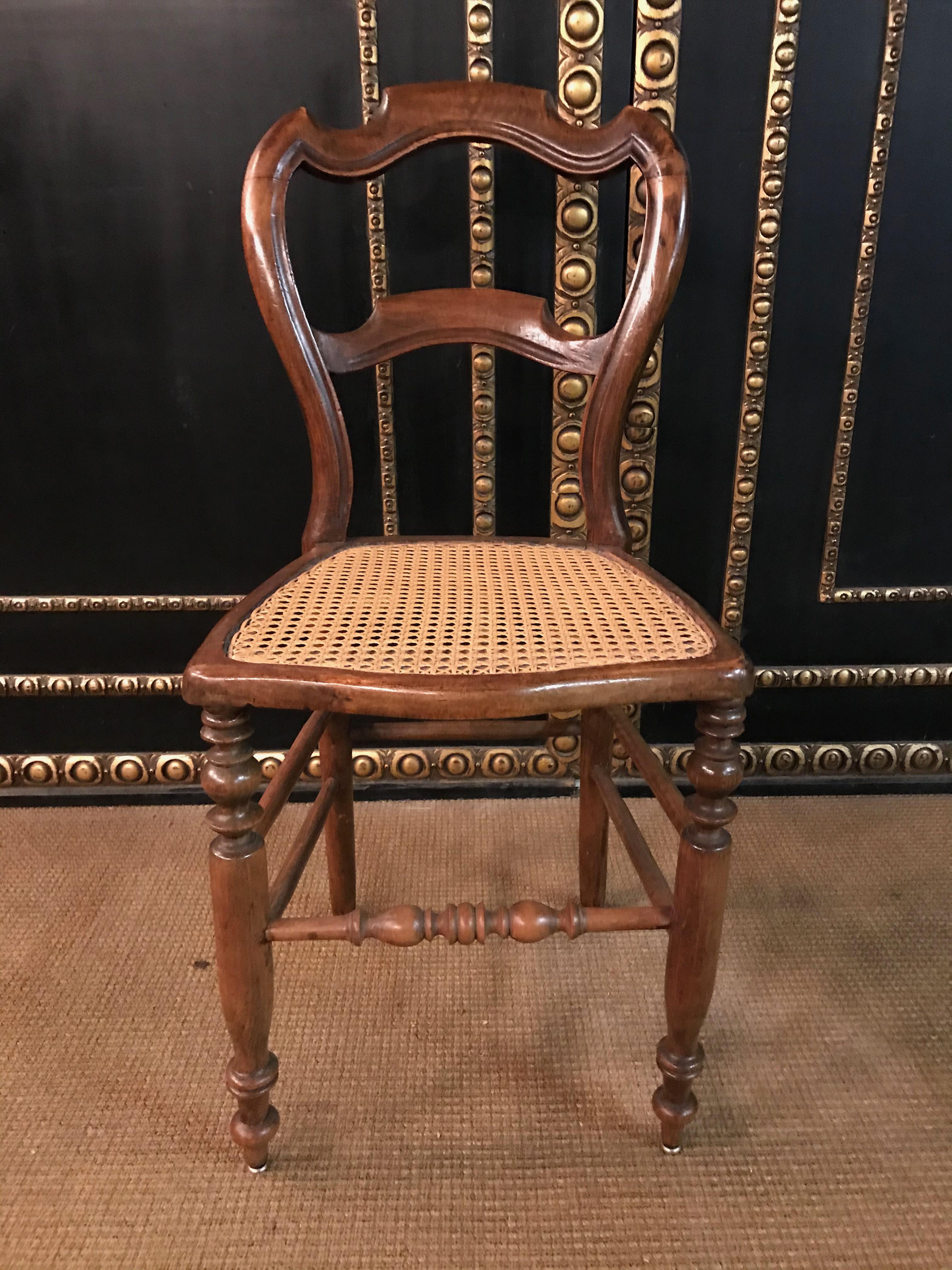 19th Century 6 Original Biedermeier Chairs Caféhaus Seat Weave circa 1850-1860 Solid Mahogany For Sale