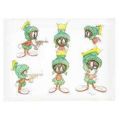 6 ORIGINAL DRAWINGS OF MARVIN THE MARTIAN - Signed By Virgil Ross