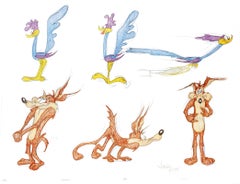 6 ORIGINAL DRAWINGS OF THE ROAD RUNNER & WILE E. COYOTE - Signed By Virgil Ross