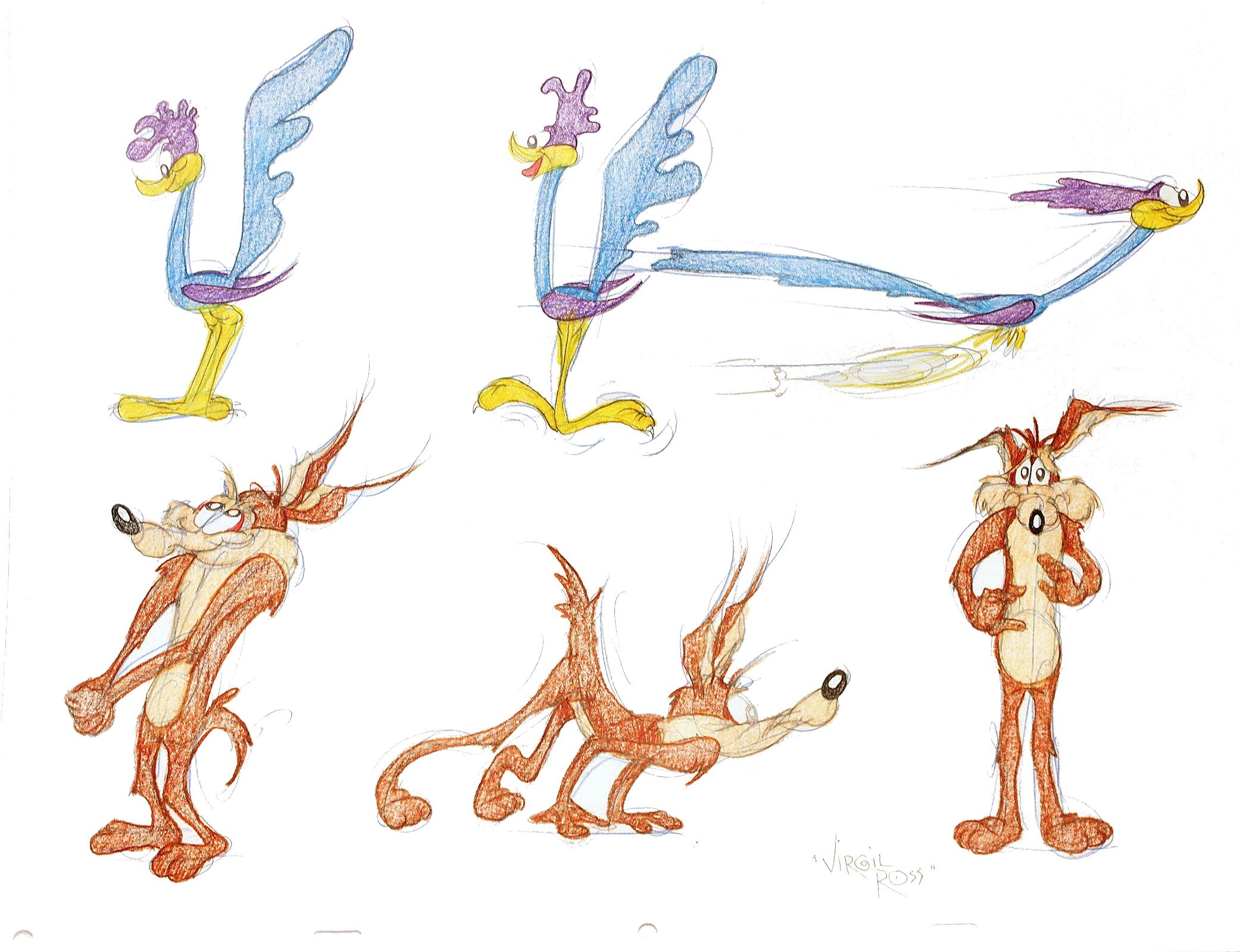 how to draw road runner and coyote