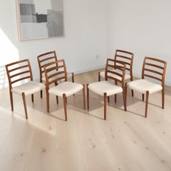6 Original J.L. Møller Model 85 Danish Teak Ladderback Dining Chairs