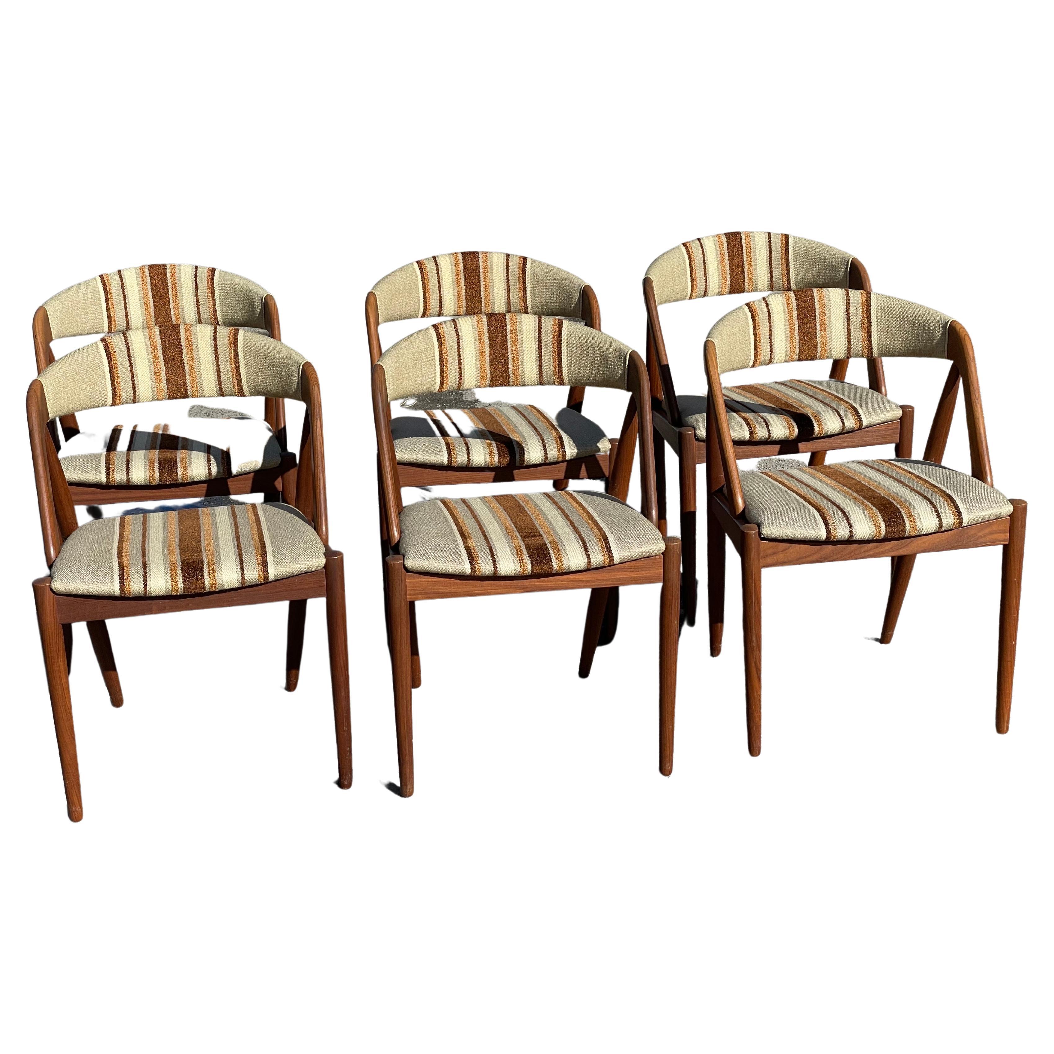 6 Original Kai Kristiansen Esszimmerstühle aus Teakholz aus den 1960er Jahren (Moderne der Mitte des Jahrhunderts) im Angebot
