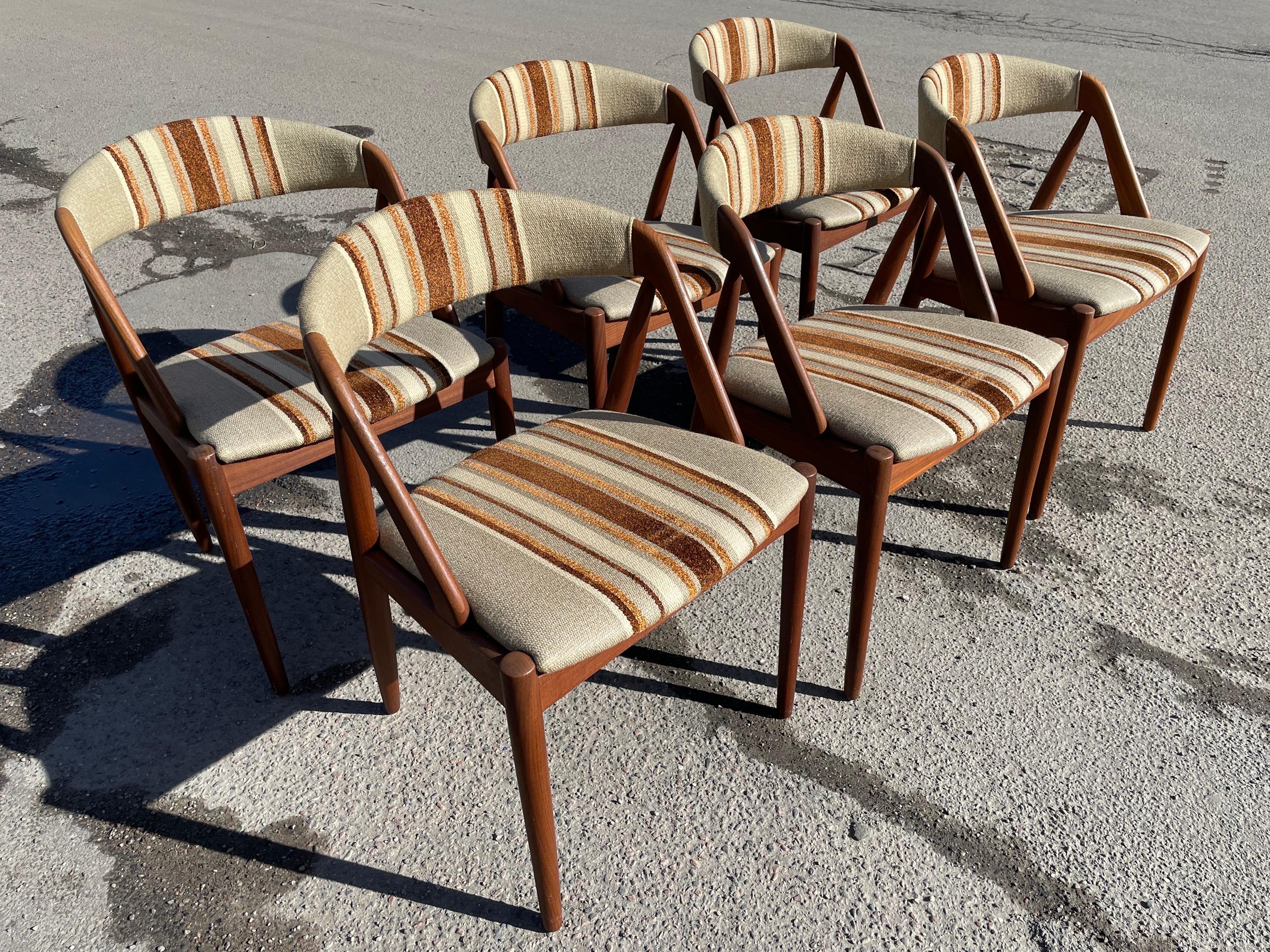 Mid-Century Modern 6 Original Kai Kristiansen Teak Dinning Chairs from 1960s For Sale