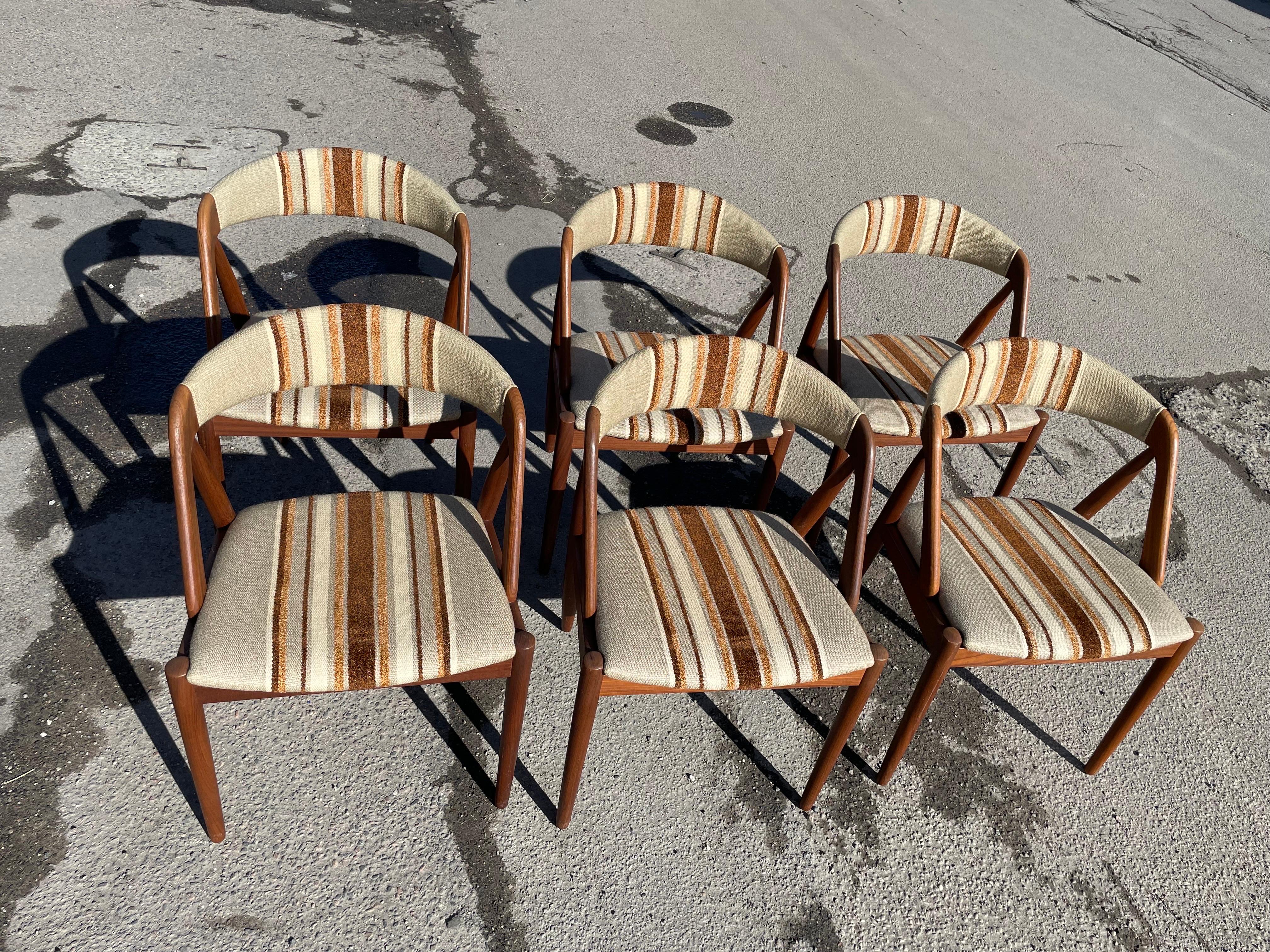 6 Original Kai Kristiansen Teak Dinning Chairs from 1960s In Good Condition For Sale In Copenhagen, DK