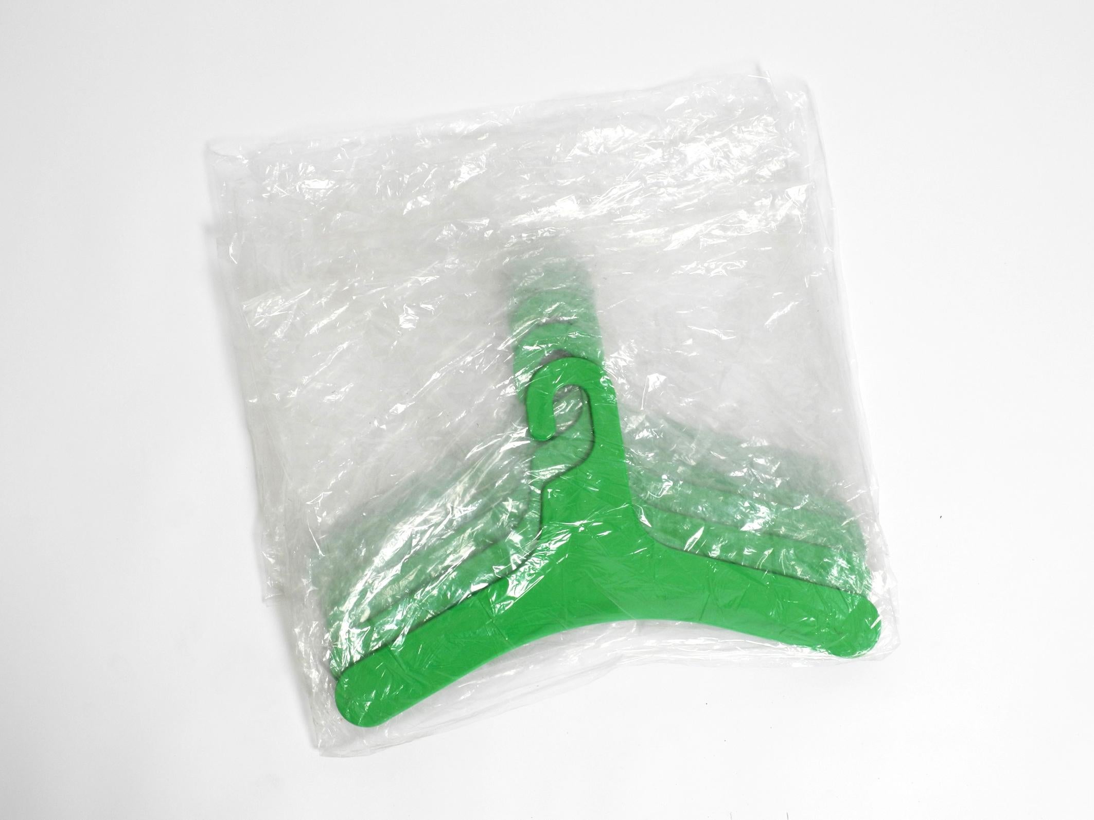 6 original unused green plastic clothes hangers from the 1970s by Ingo Maurer  1