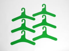 6 original unused green plastic clothes hangers from the 1970s by Ingo Maurer