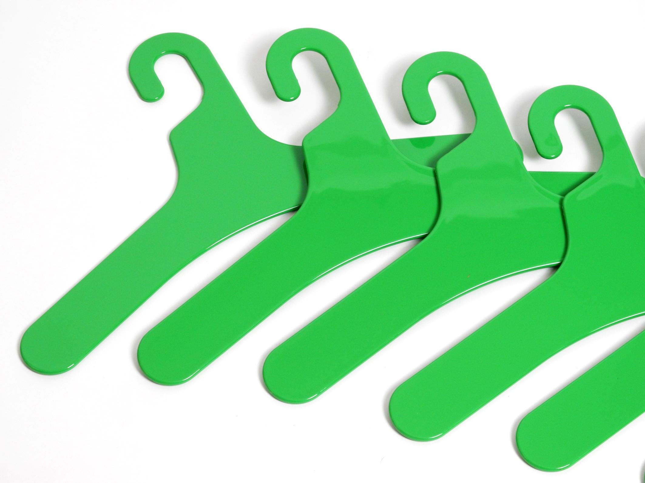 German 6 original unused green plastic clothes hangers from the 1970s by Ingo Maurer 
