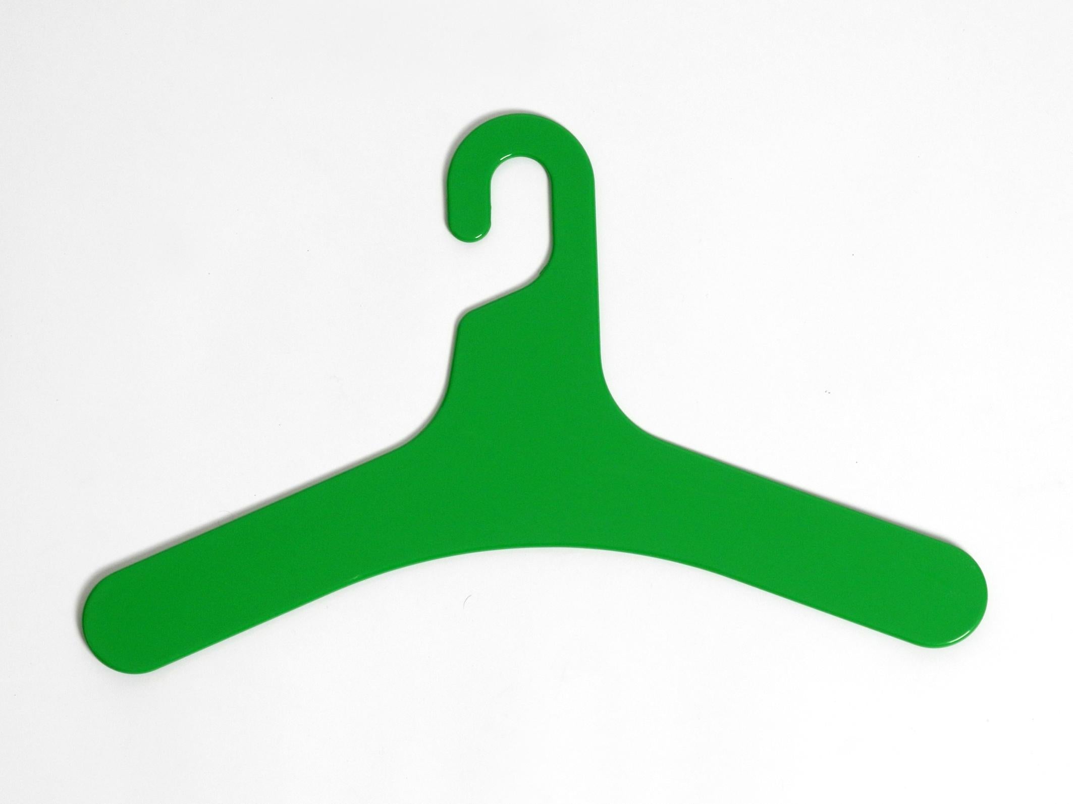 Plastic 6 original unused green plastic clothes hangers from the 1970s by Ingo Maurer 