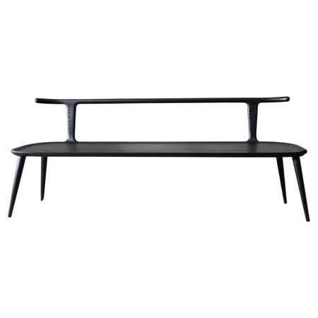 6' Oxbend Bench, Entryway Seat in Charcoal Ashwood by Fernweh Woodworking