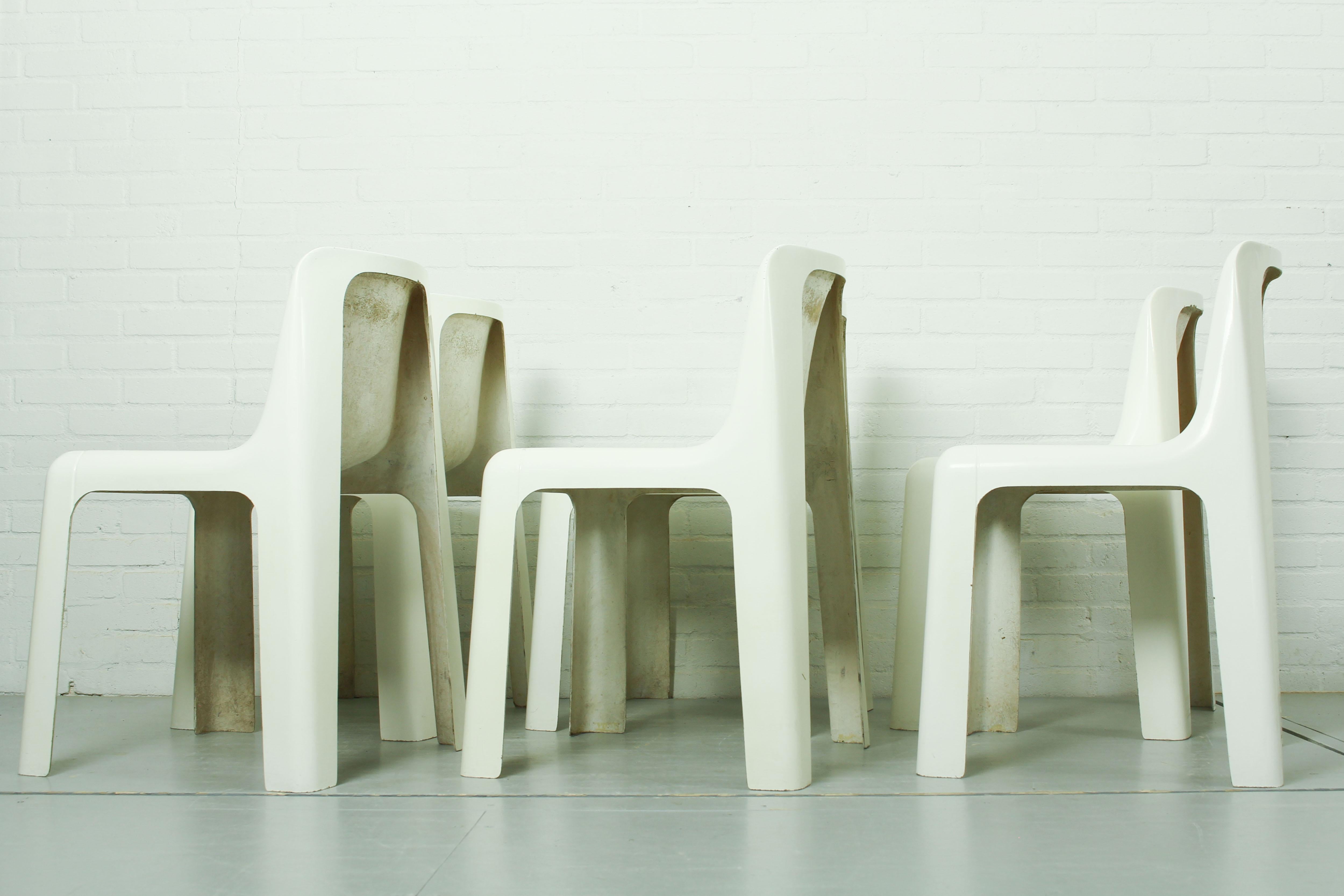 20th Century 6 OZOO 700 Fiberglass Dining Chairs by Marc Berthier for Roche Bobois, 1970s For Sale