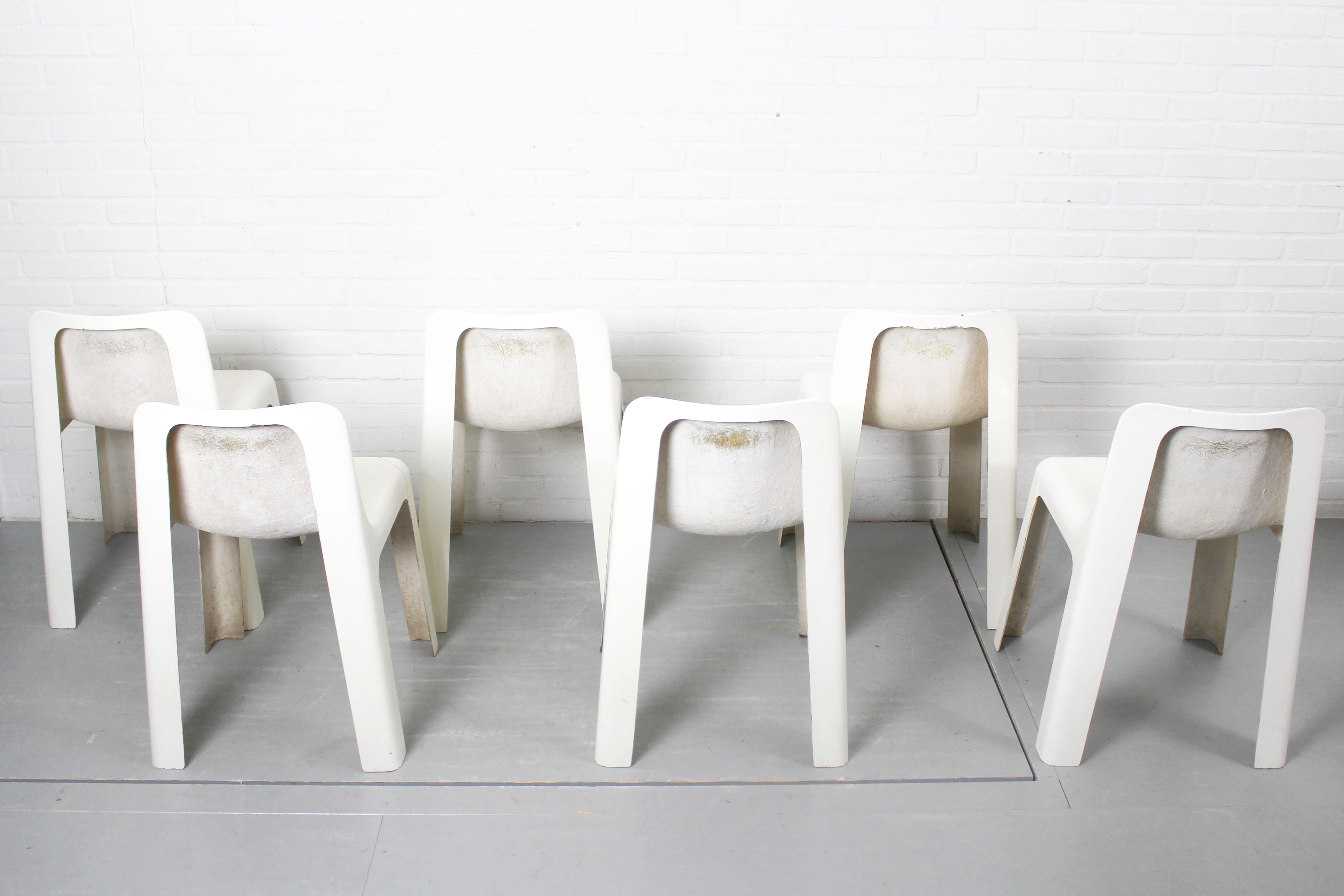 6 OZOO 700 Fiberglass Dining Chairs by Marc Berthier for Roche Bobois, 1970s For Sale 3