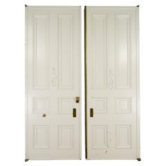 6 Pane White Wood Pocket Double Doors 117.75 x 83.75