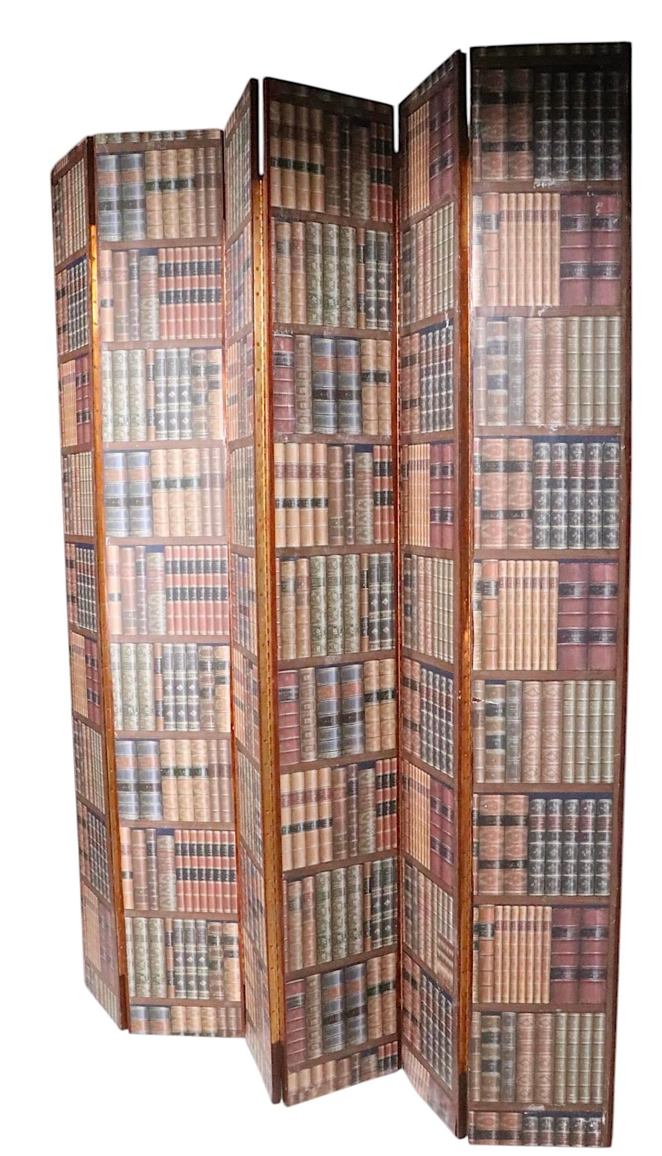 XX secolo 6 pannelli finta biblioteca L'Oeil   Schermo pieghevole in vendita