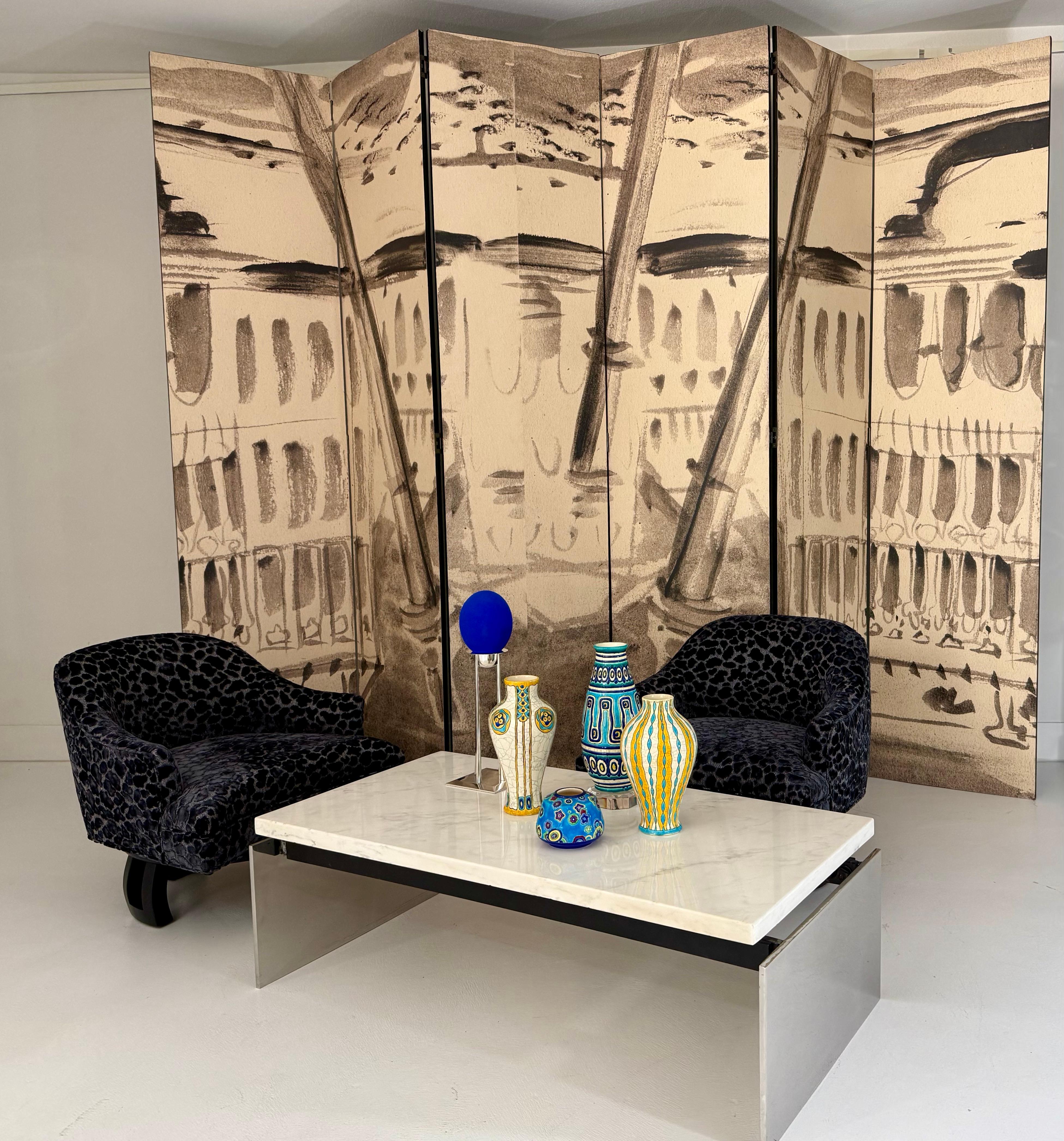 Paravent à 6 volets de Tony Duquette, imprimé d'après son oeuvre originale en vente 7