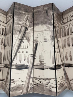 6-Panel Folding Screen by Tony Duquette, Printed from his Original Artwork