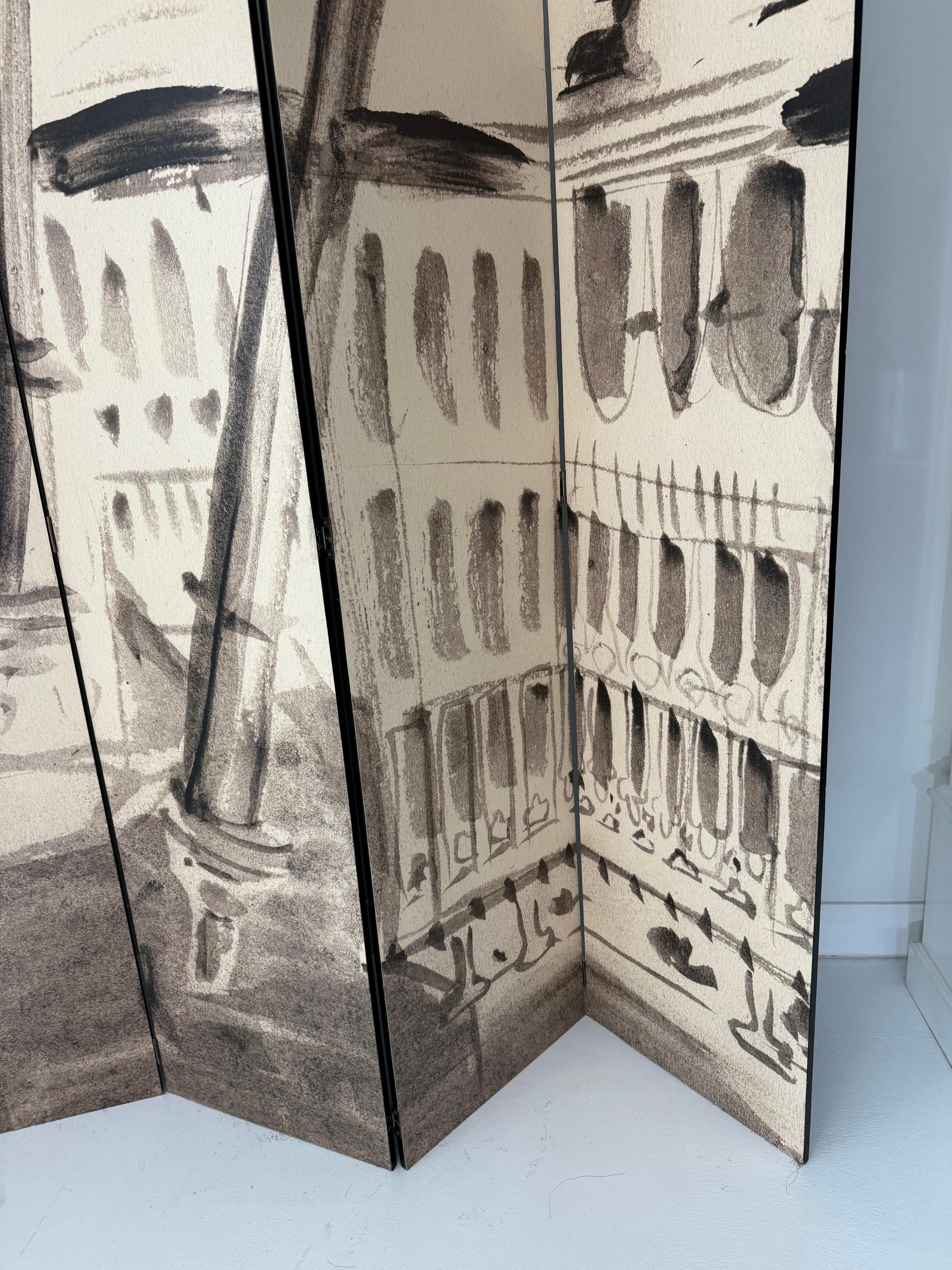 Américain Paravent à 6 volets de Tony Duquette, imprimé d'après son oeuvre originale en vente