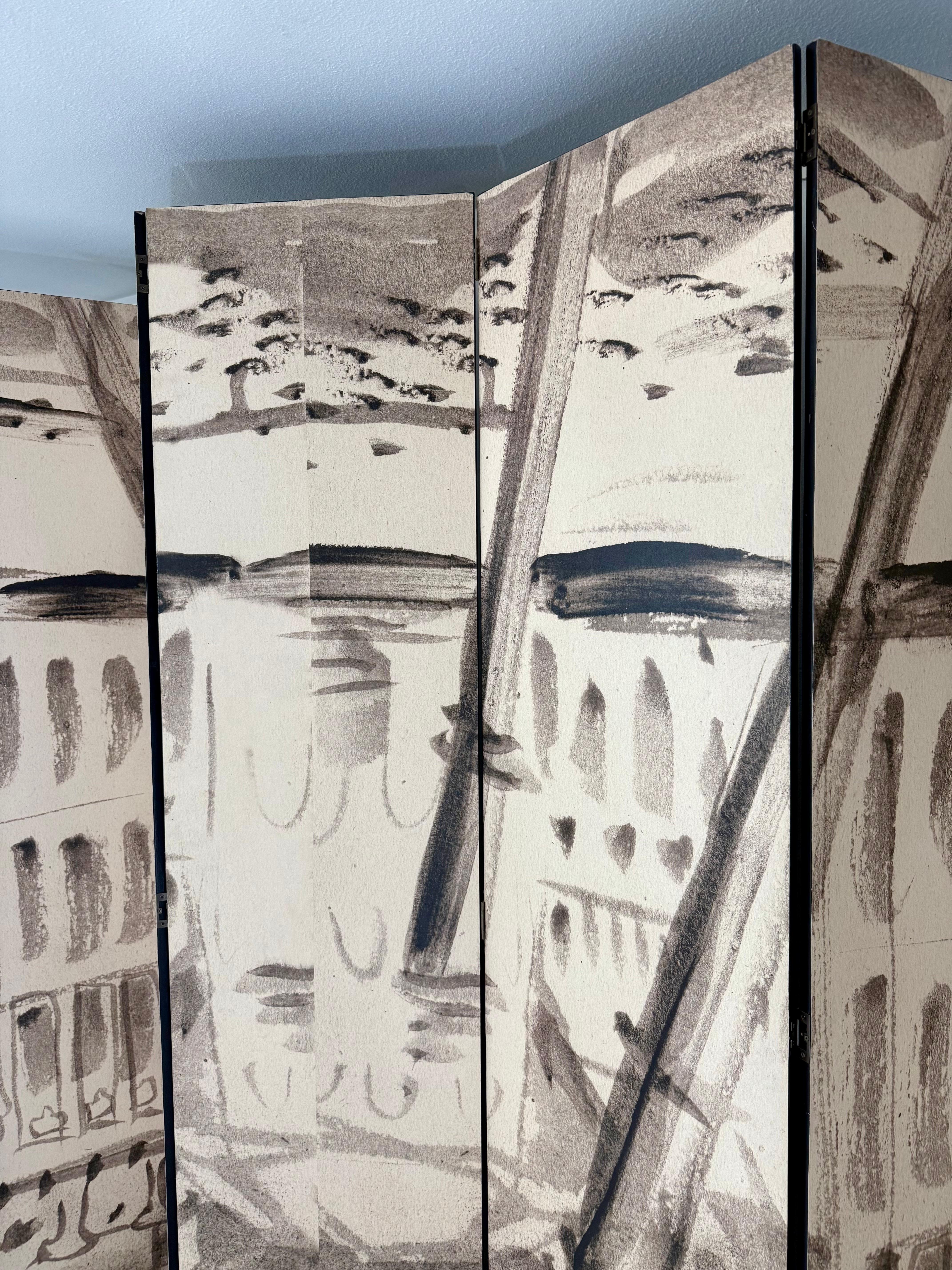 Paravent à 6 volets de Tony Duquette, imprimé d'après son oeuvre originale Bon état - En vente à Palm Desert, CA