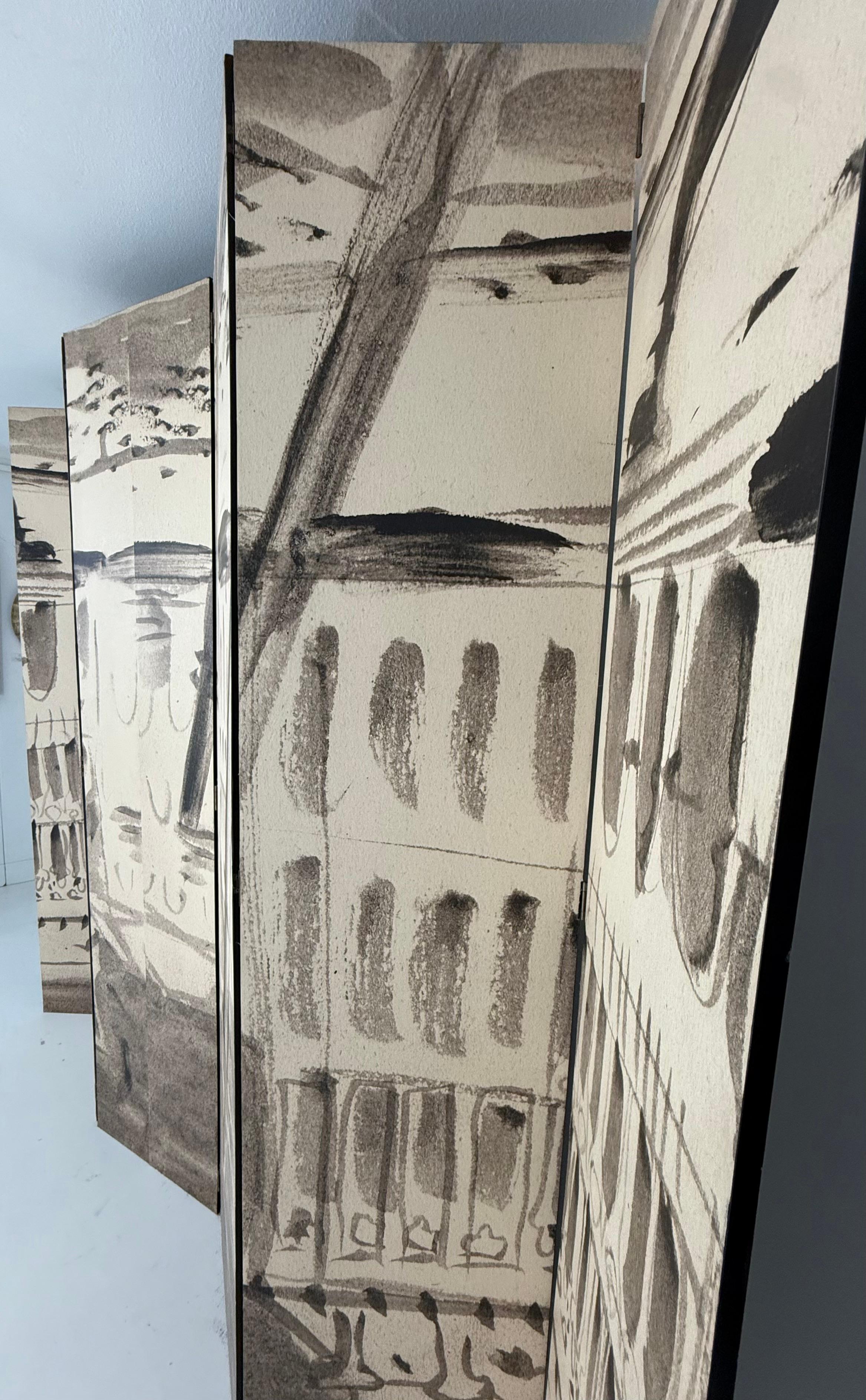 Paravent à 6 volets de Tony Duquette, imprimé d'après son oeuvre originale en vente 1