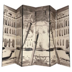 6-Panel Folding Screen by Tony Duquette, Printed from his Original Artwork 6-Panel Folding Screen by Tony Duquette, Printed from his Original Artwork