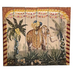 6-Panel Hand Painted Folding Room Divider Screen
