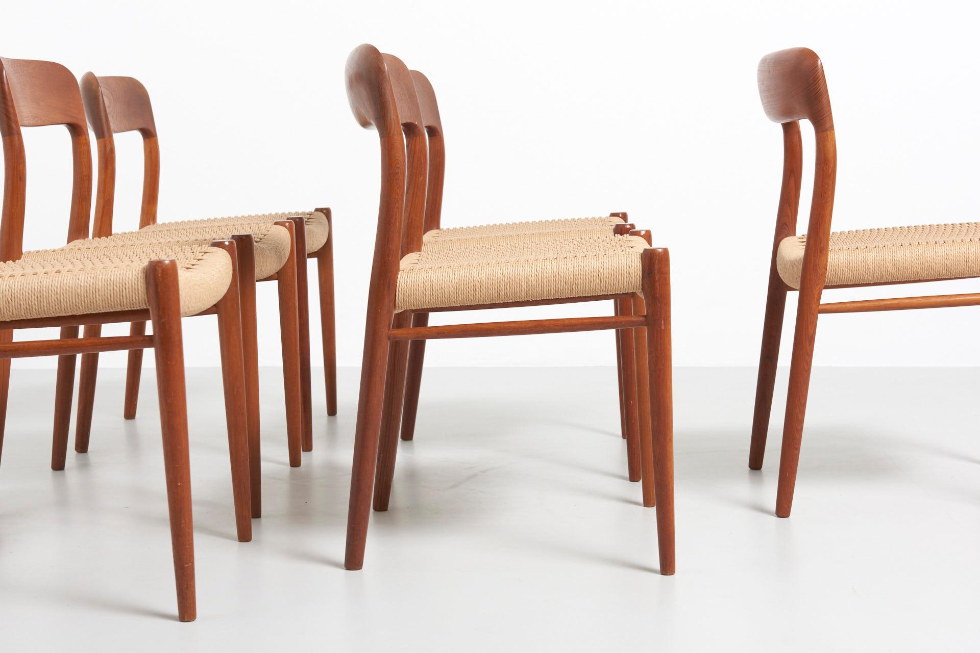 Danish 6 Papercord Dining Chairs, Niels O. Møller