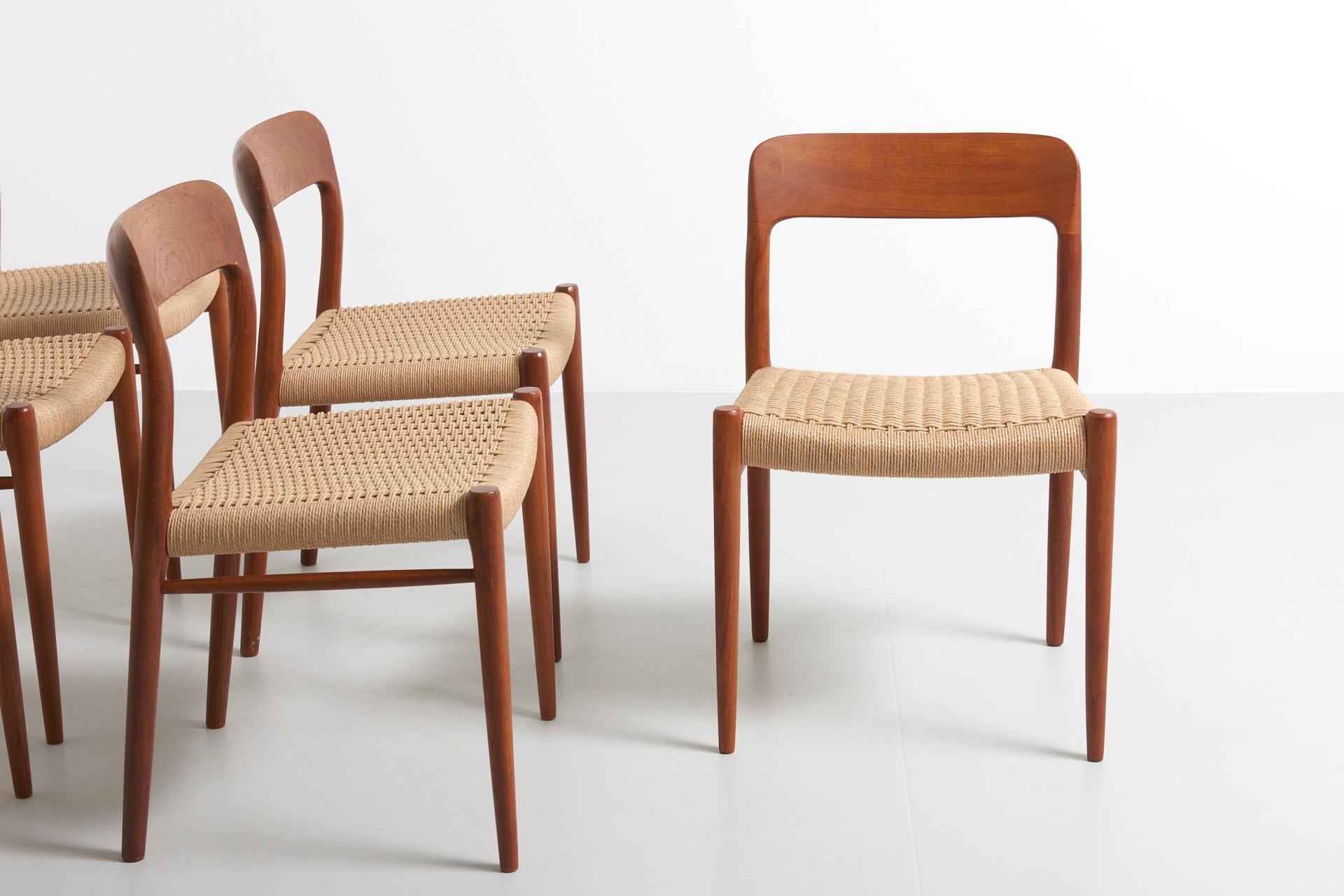 6 Papercord Dining Chairs, Niels O. Møller In Good Condition In Antwerpen, BE