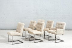 Set 6 Paul Evans for Directional Chrome Cantilever Dining Chairs, 1960