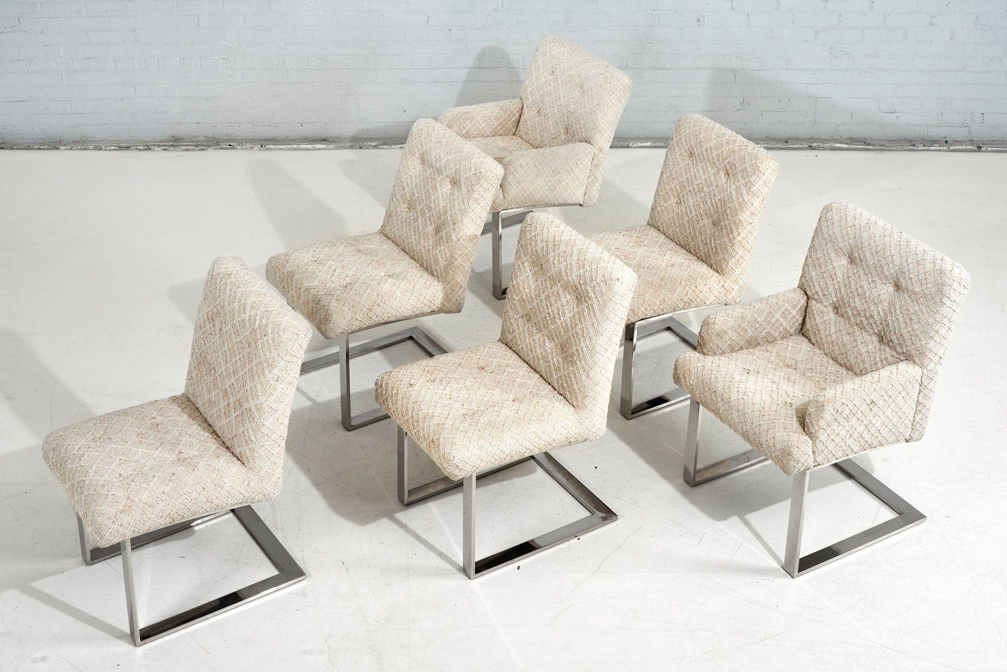 6 freitragende Chrom-Esszimmerstühle von Paul Evans für Directional, 1960 (Moderne der Mitte des Jahrhunderts) im Angebot