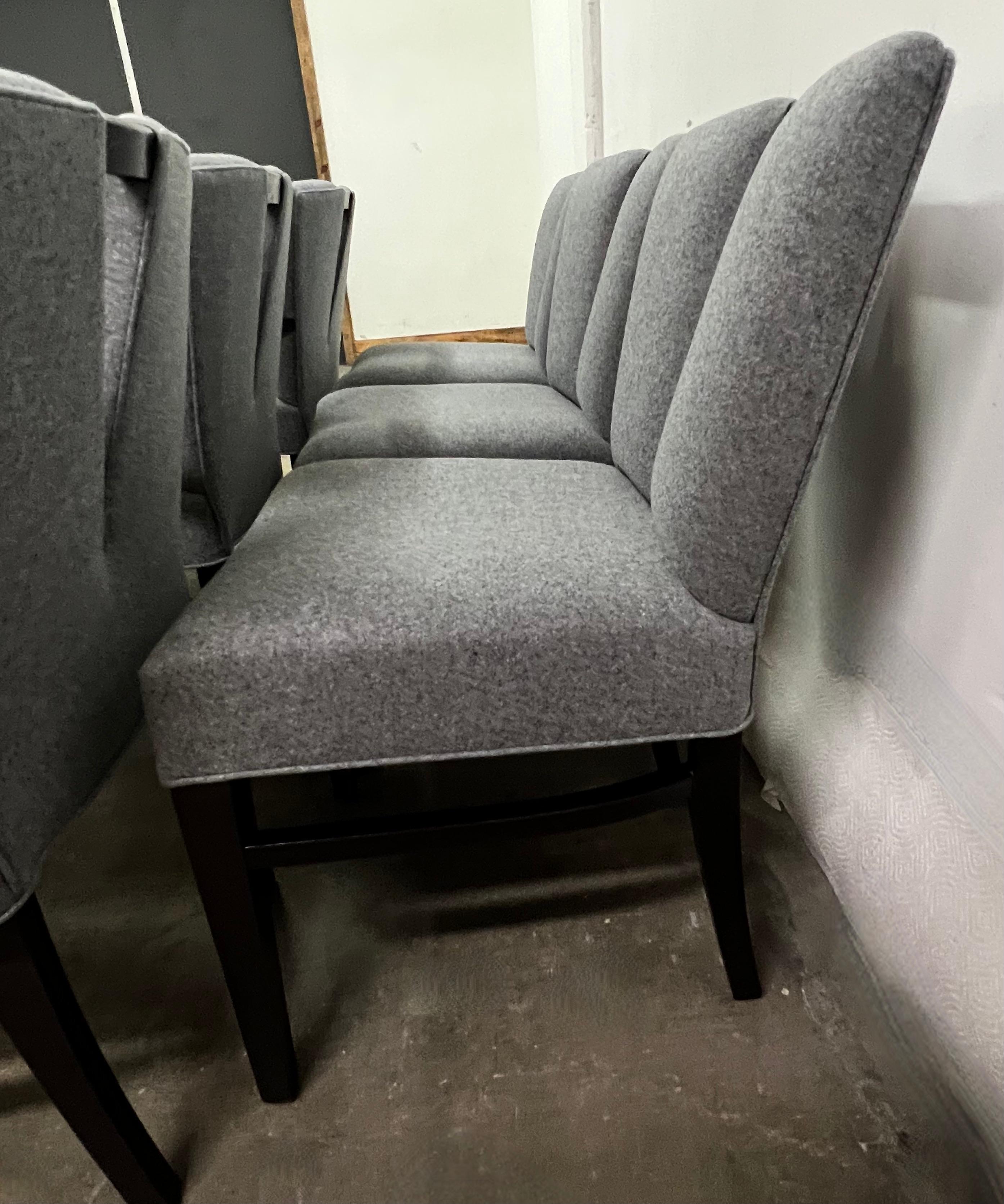 6 Paul Frankl Corset Dining Chairs in Grey Wool For Sale 2
