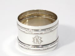 European Silver Antique Continental Foliate Pattern Napkin Ring Set