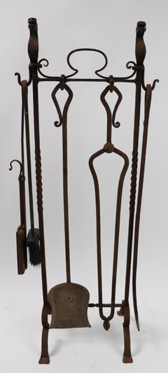 6-Piece Gothic Revival Fireplace Tool Set after Yellin