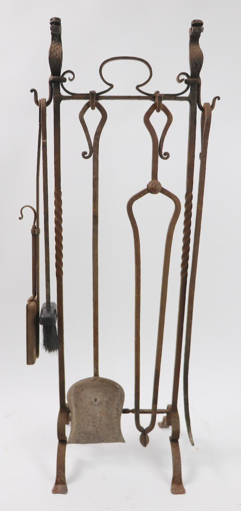 6-Piece Gothic Revival Fireplace Tool Set after Yellin at 1stDibs