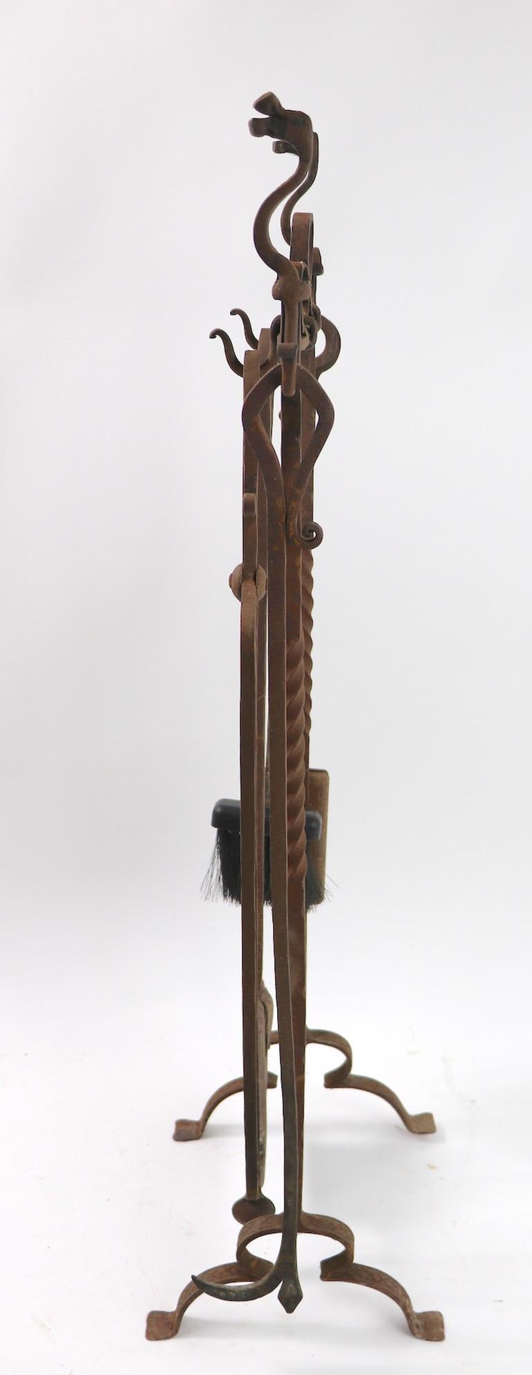 6-Piece Gothic Revival Fireplace Tool Set after Yellin at 1stDibs