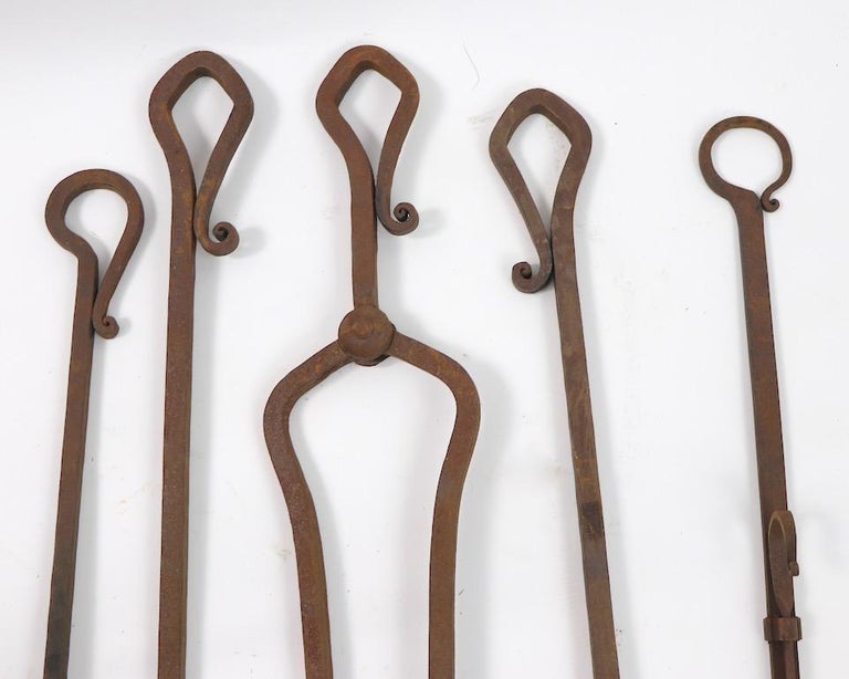 6-Piece Gothic Revival Fireplace Tool Set after Yellin at 1stDibs