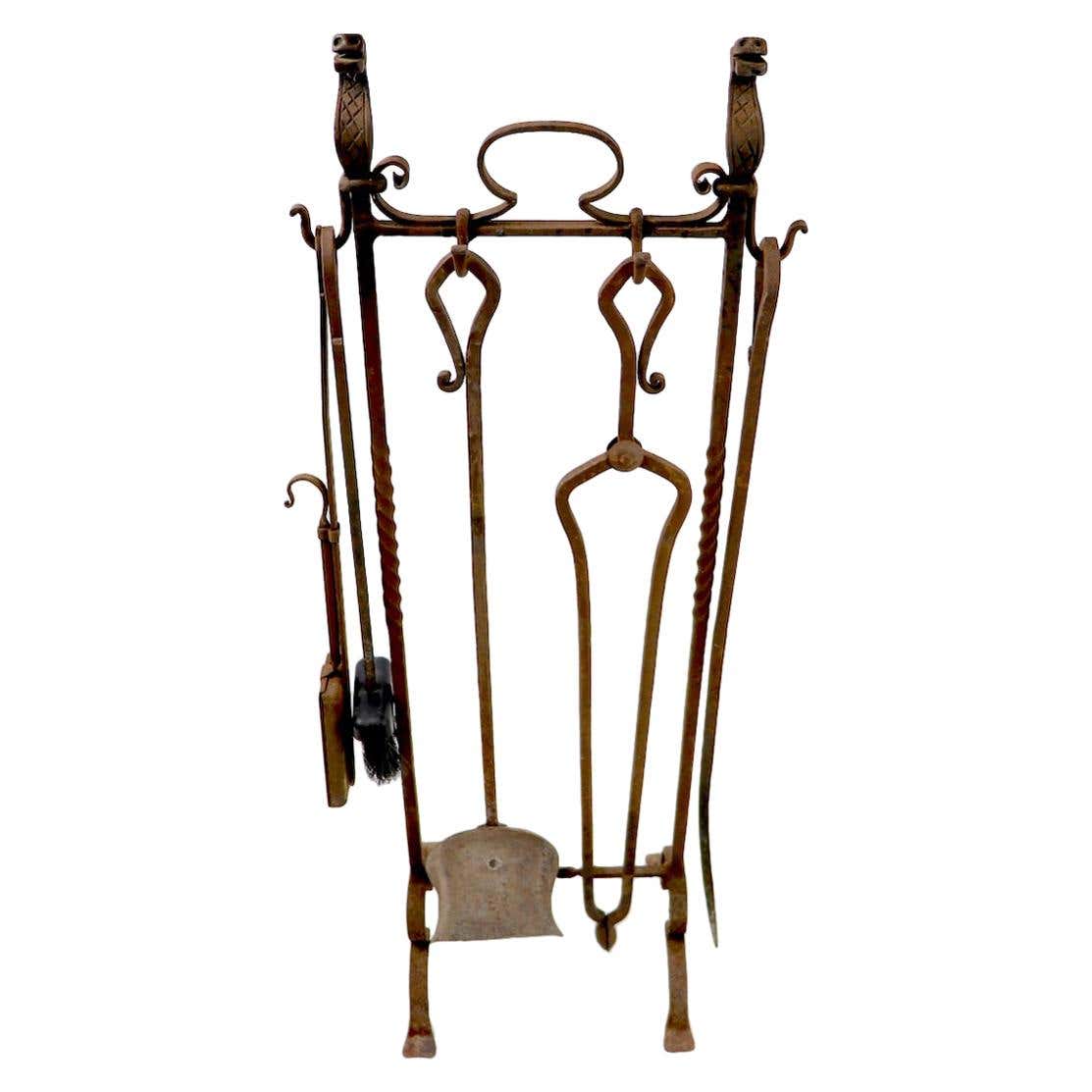 6-Piece Gothic Revival Fireplace Tool Set after Yellin at 1stDibs