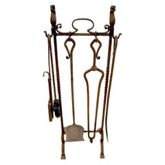 Antique 6-Piece Gothic Revival Fireplace Tool Set after Yellin