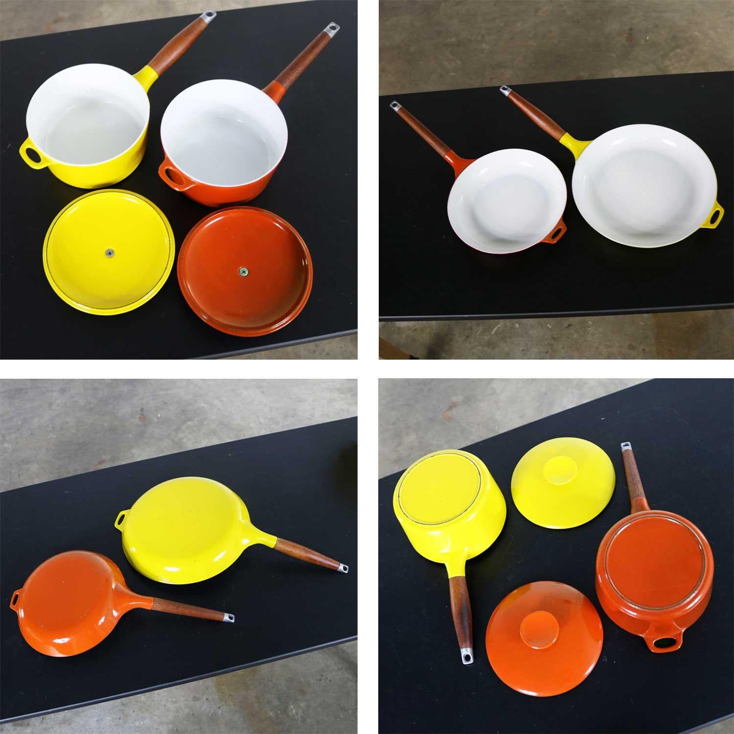 6 Pc Midcentury Danish Modern Enameled Cast Iron Cookware Michael Lax for Copco 1
