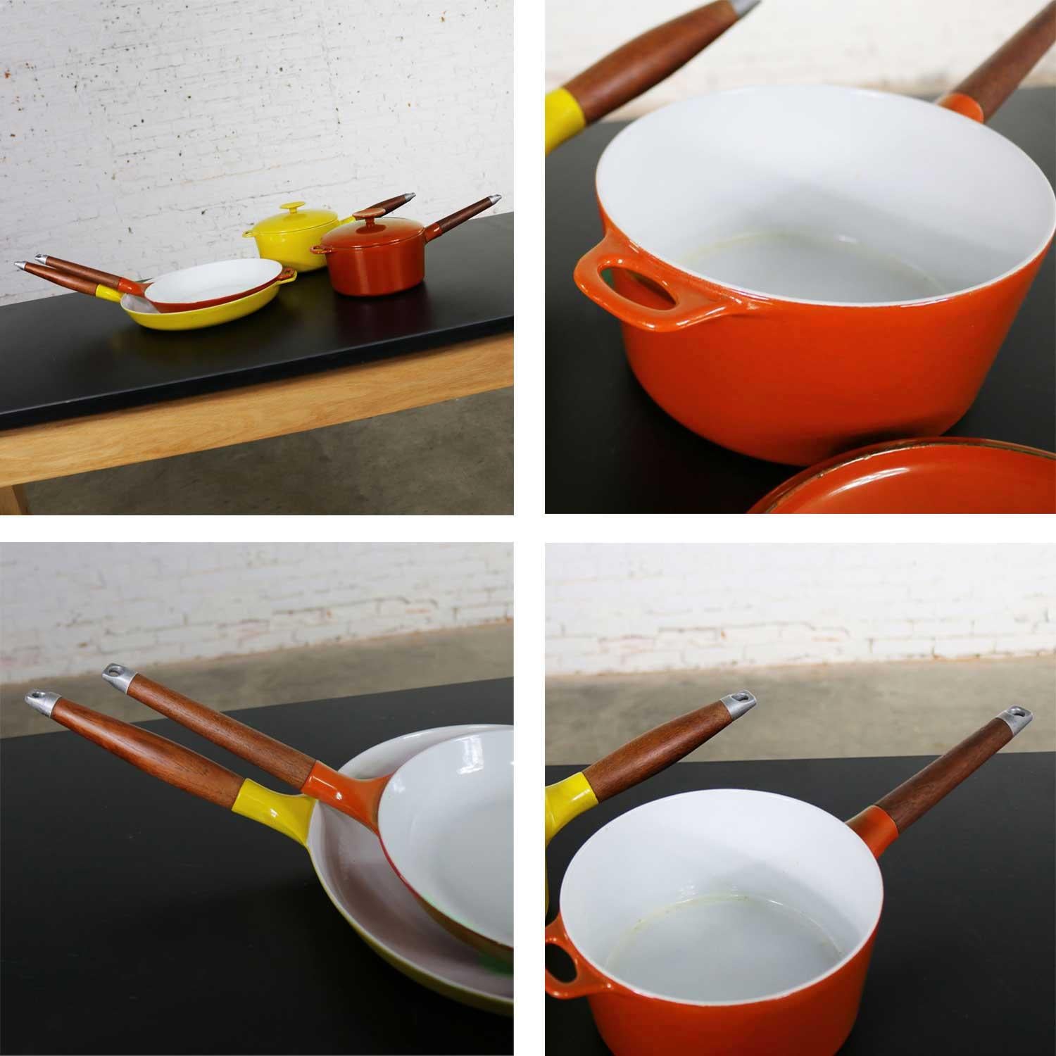6 Pc Midcentury Danish Modern Enameled Cast Iron Cookware Michael Lax for Copco 2