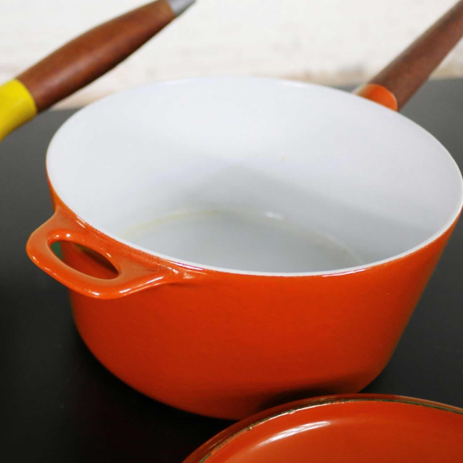 6 Pc Midcentury Danish Modern Enameled Cast Iron Cookware Michael Lax for Copco 5