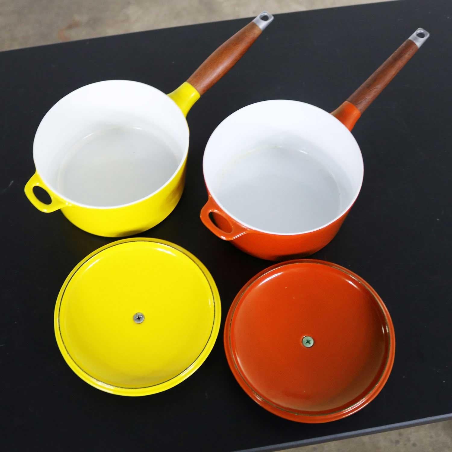 6 Pc Midcentury Danish Modern Enameled Cast Iron Cookware Michael Lax for Copco 6