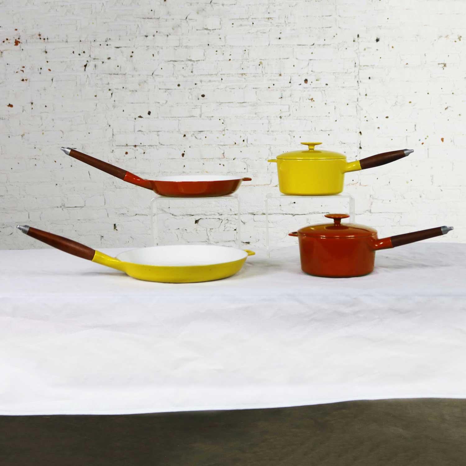 6 Pc Midcentury Danish Modern Enameled Cast Iron Cookware Michael Lax for Copco 10