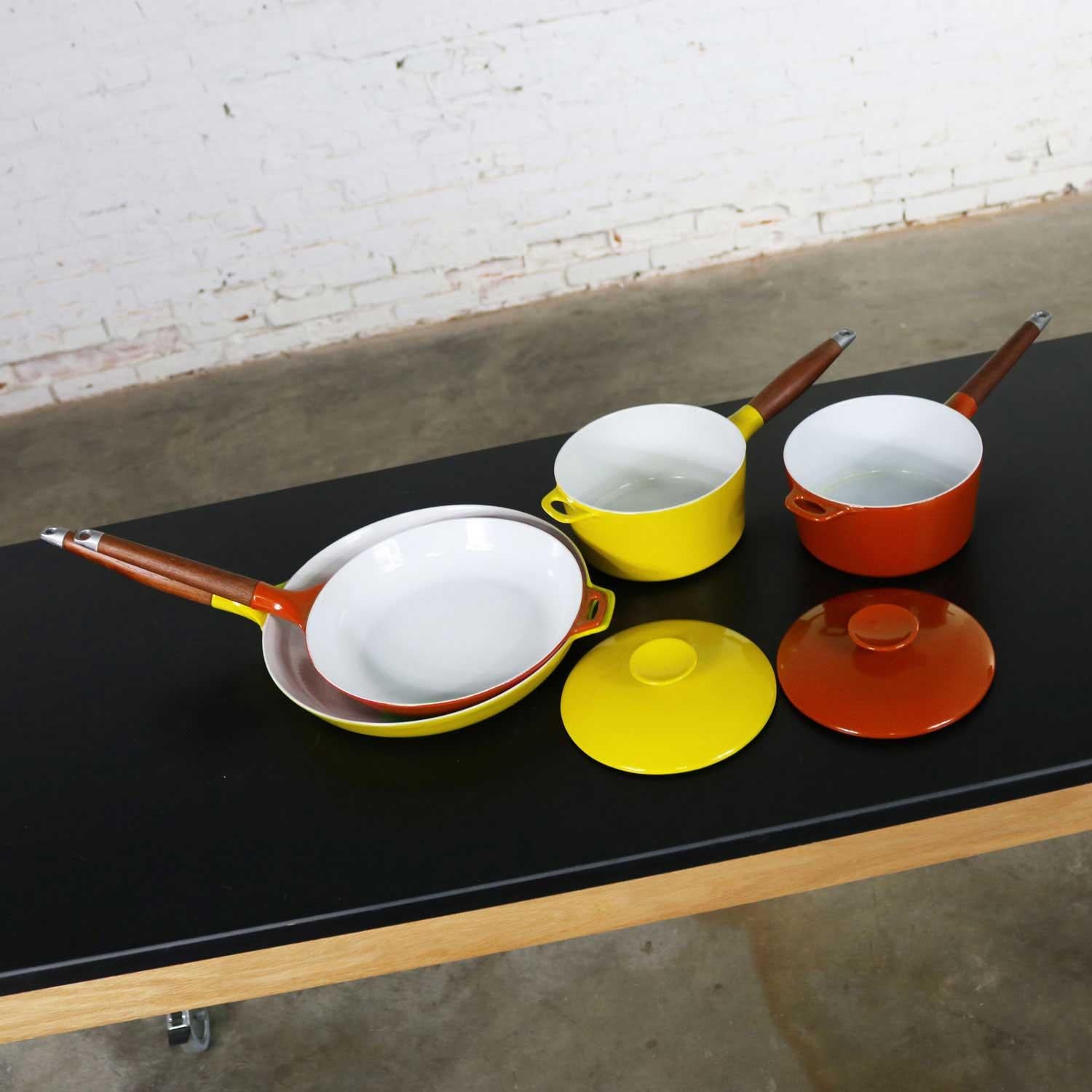 Scandinavian Modern 6 Pc Midcentury Danish Modern Enameled Cast Iron Cookware Michael Lax for Copco